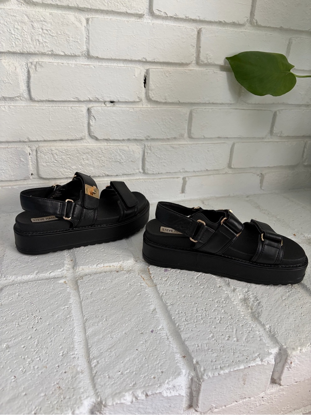Steve Madden Big Mona Platform Sandals with Gold Hardware - Picture 3 of 7